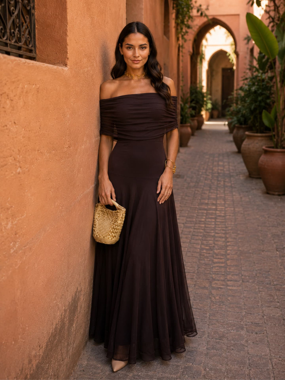 Vestido marrón estilo Toledo