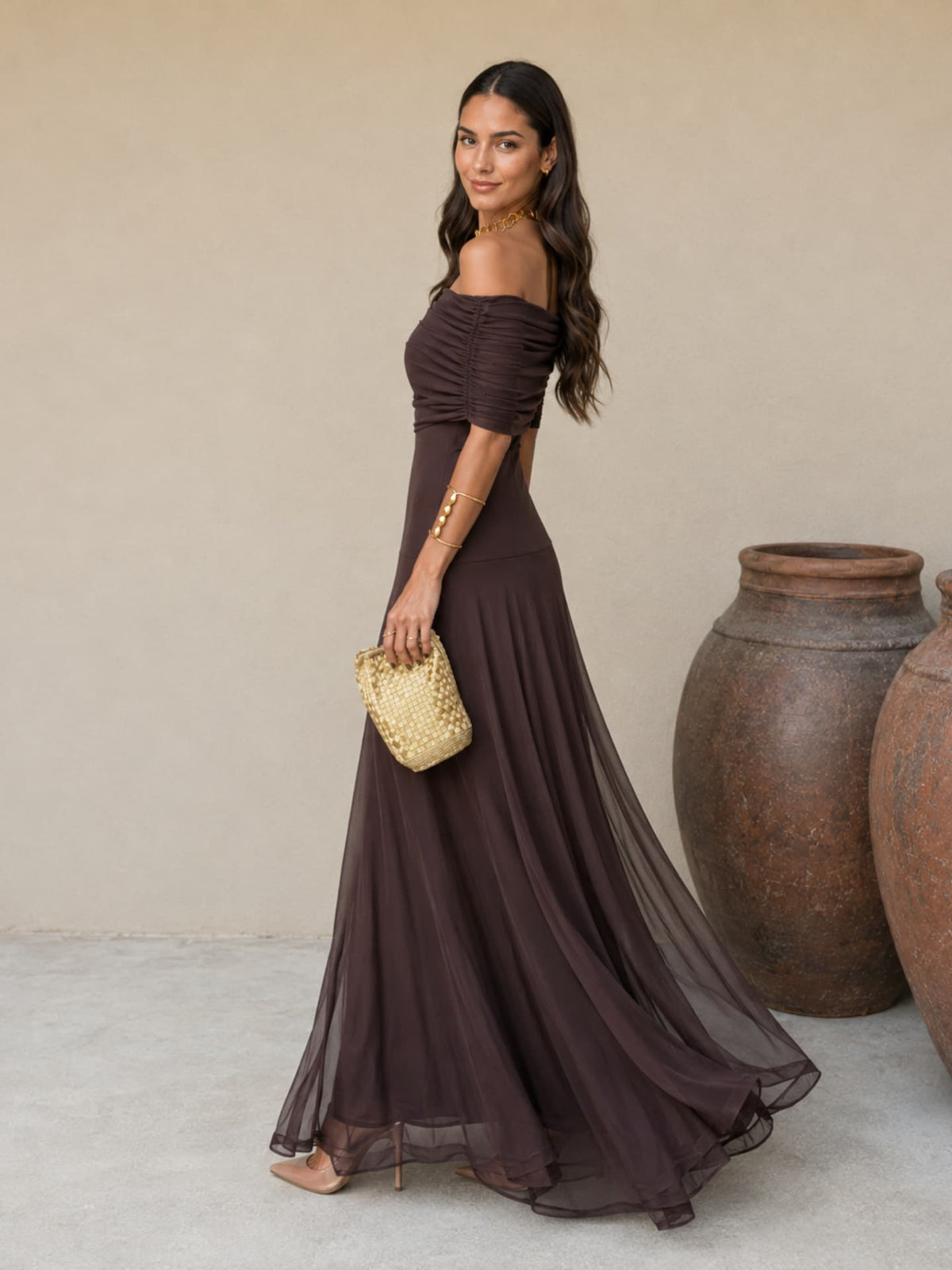 Vestido marrón estilo Toledo