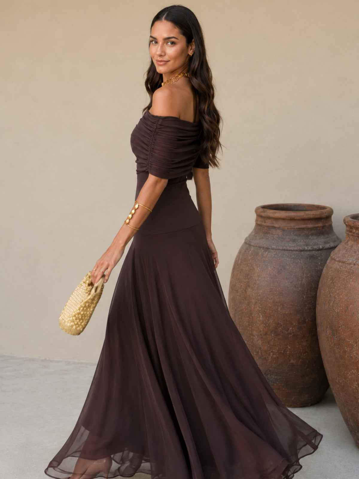 Vestido marrón estilo Toledo
