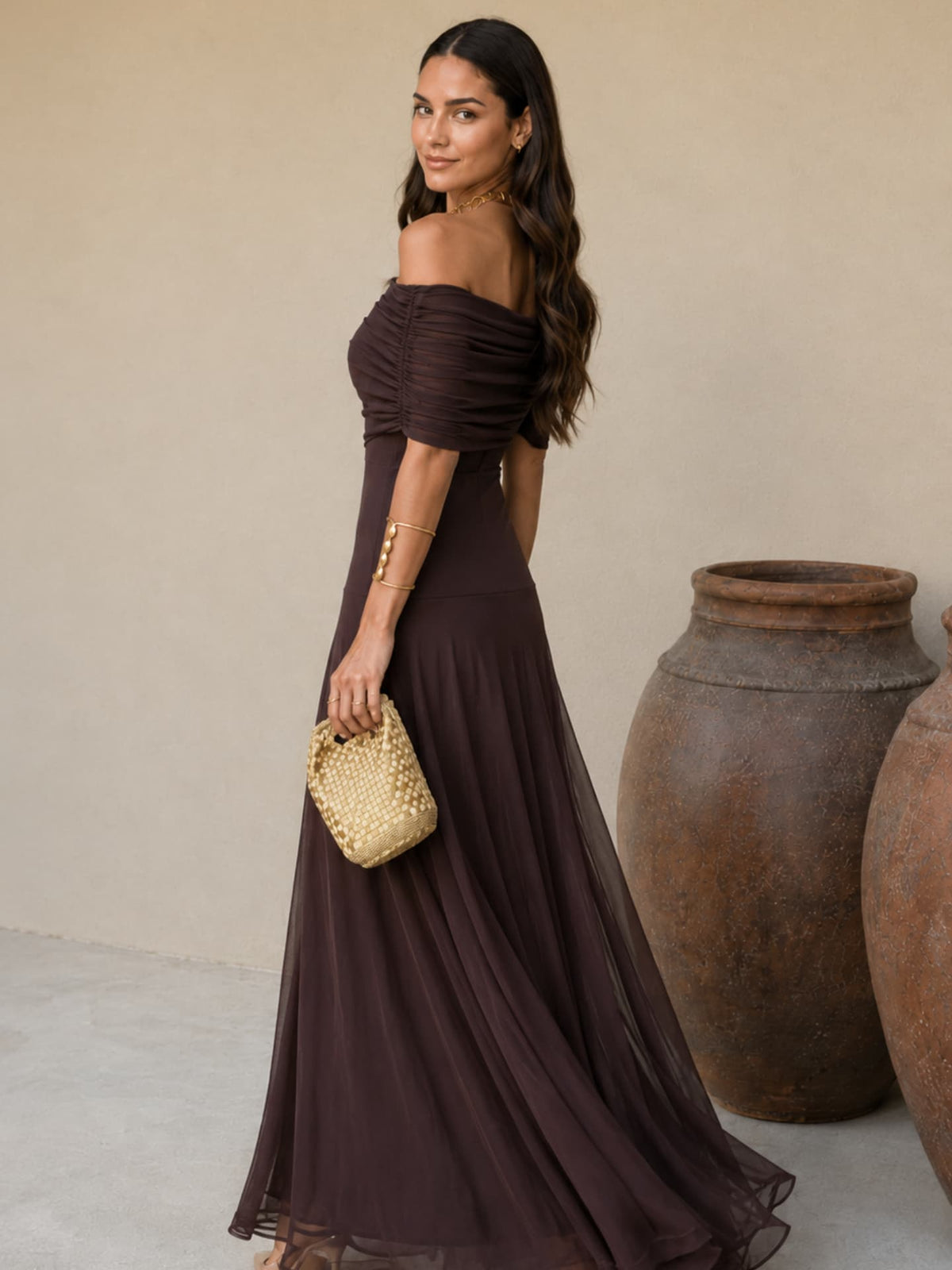 Vestido marrón estilo Toledo